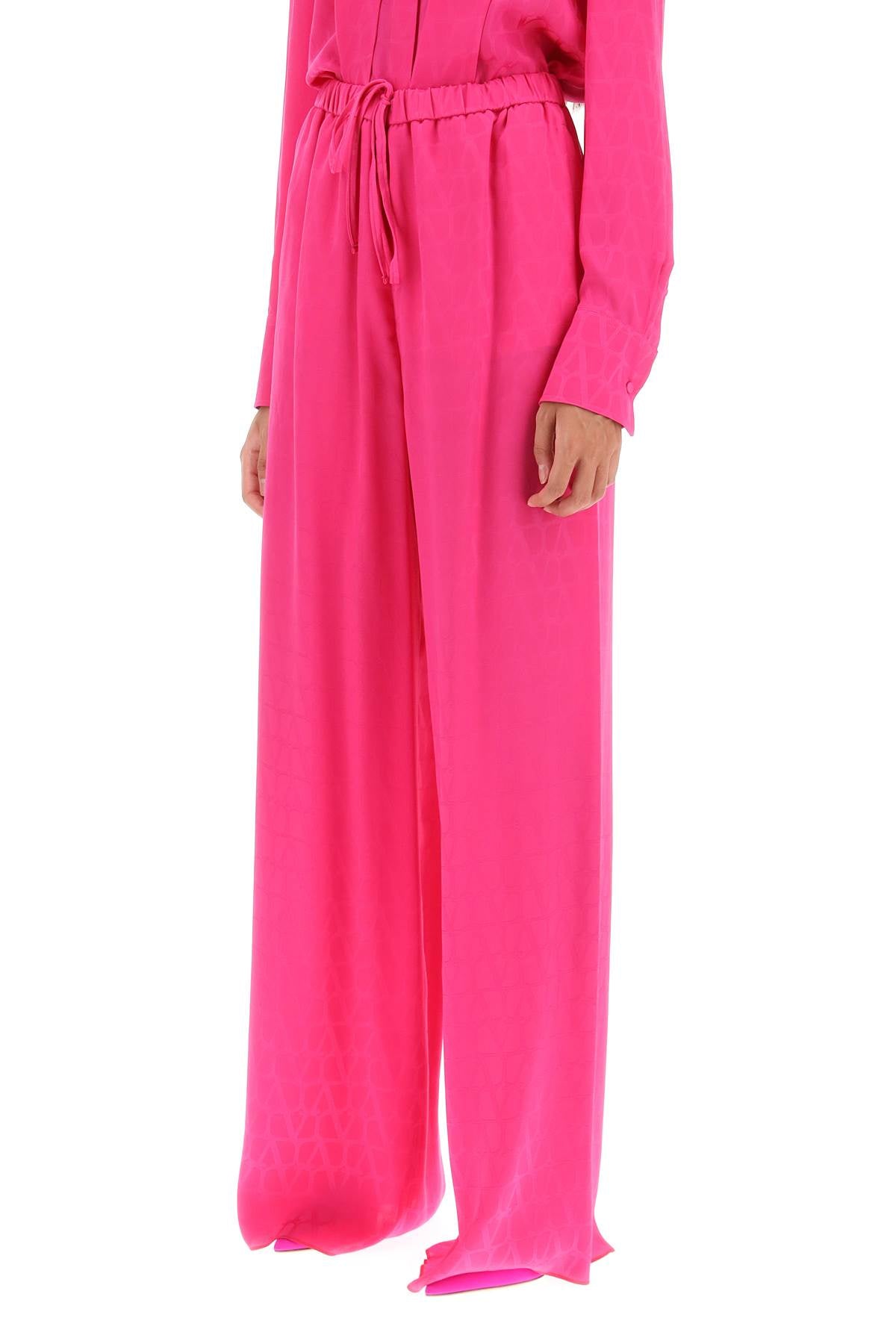 Toile Iconographe Palazzo Pants In Silk Jacquard  - Fuchsia