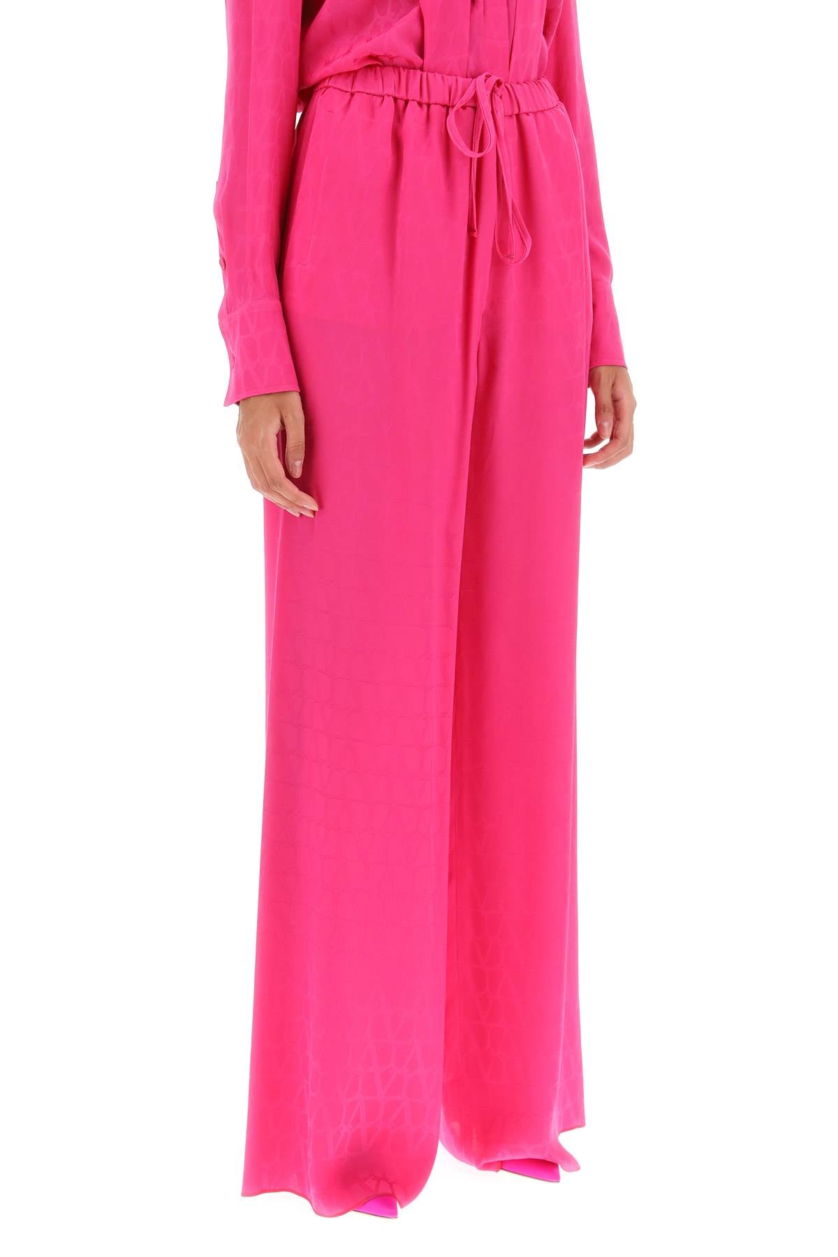 Toile Iconographe Palazzo Pants In Silk Jacquard  - Fuchsia