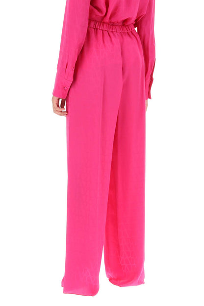 Toile Iconographe Palazzo Pants In Silk Jacquard  - Fuchsia