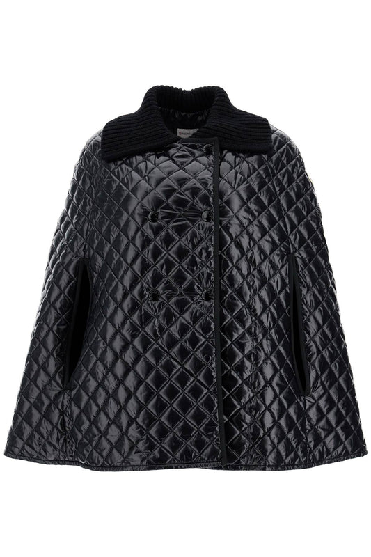 Quilted Cape With Collar  - Black