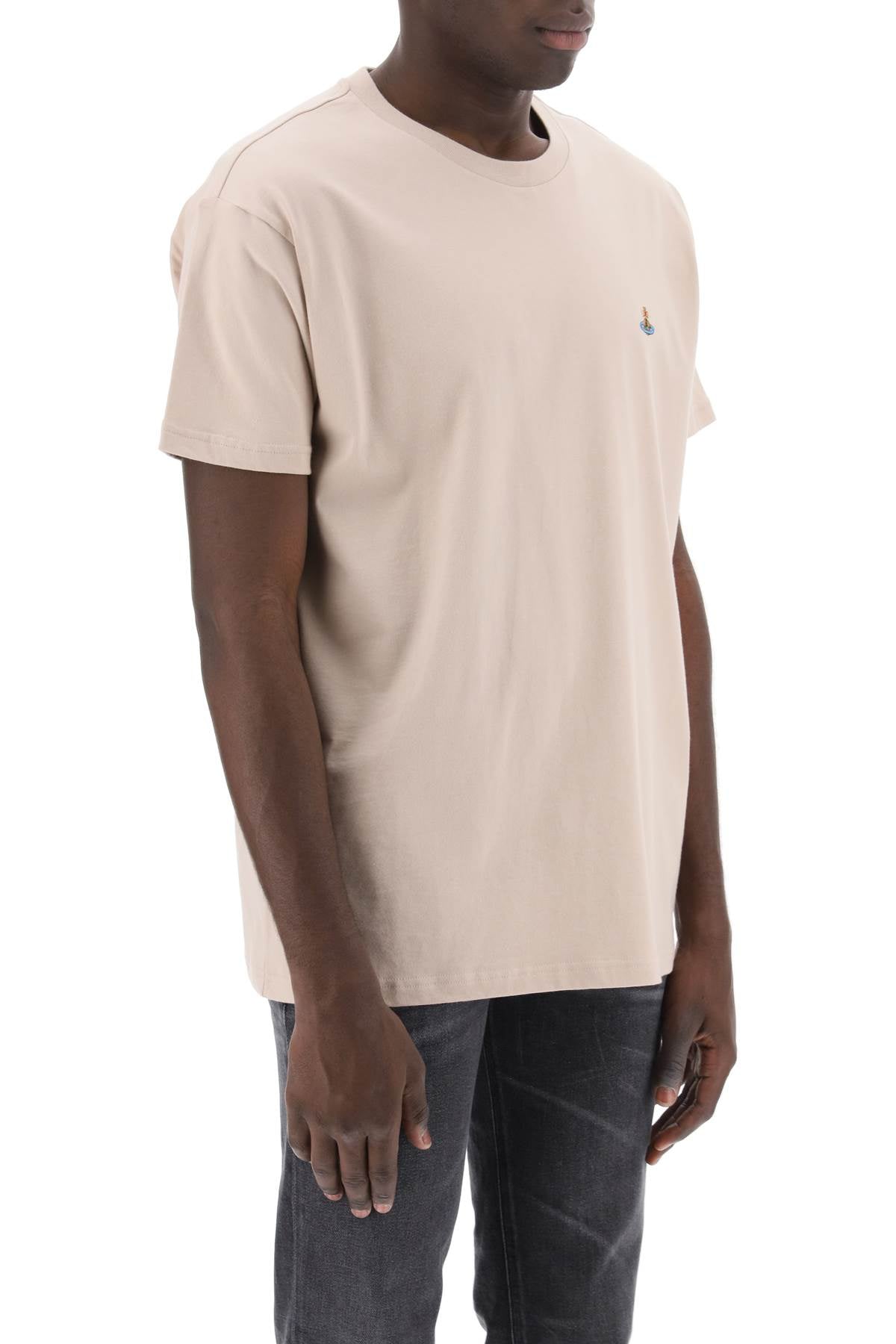 Classic T-shirt With Orb Logo  - Beige