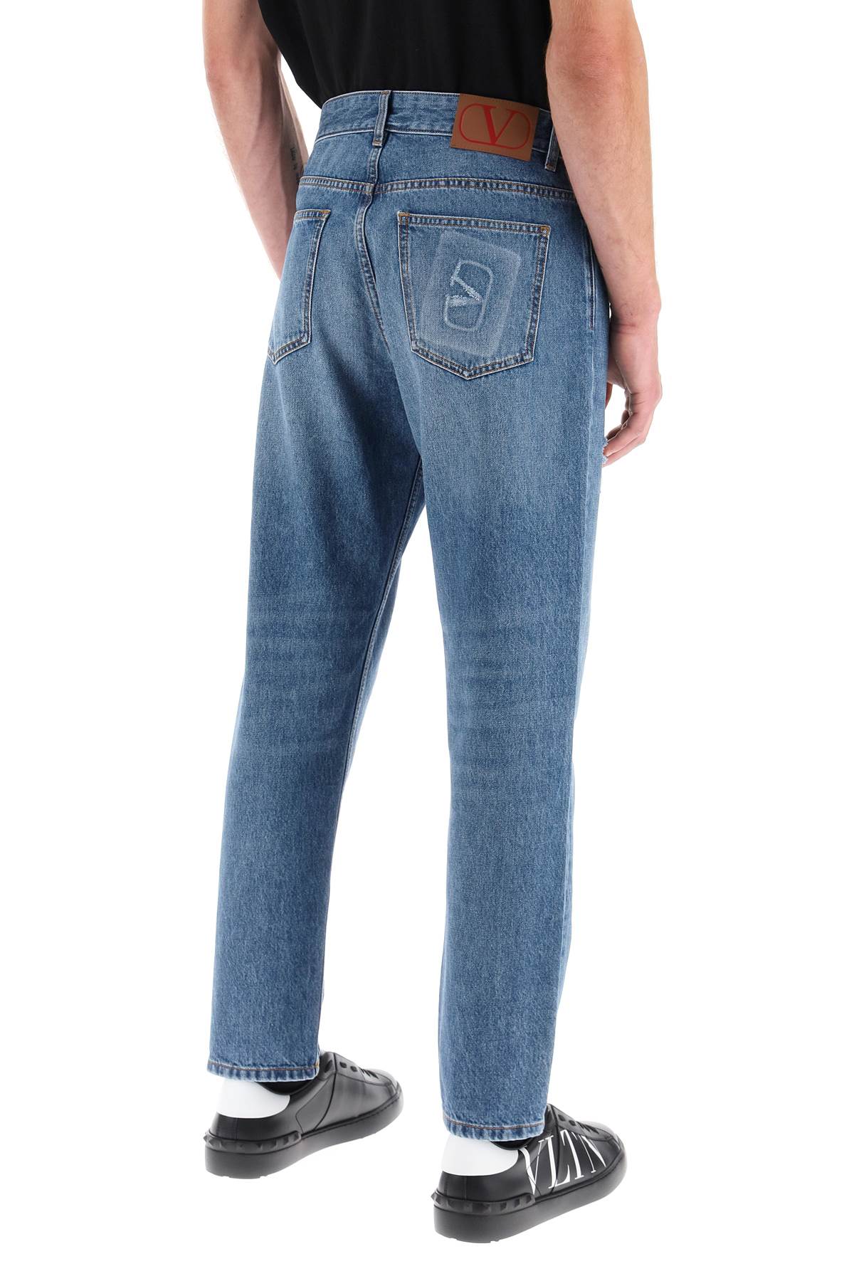 Tapered Jeans With Medium Wash  - Blue