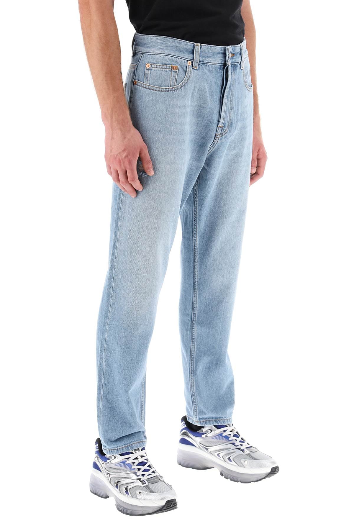 Tapered Jeans With Medium Wash  - Light Blue