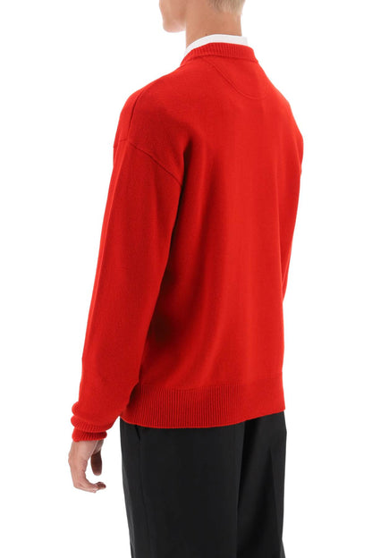 Crew-neck Sweater With Maison Valentino Embroidery  - Rosso