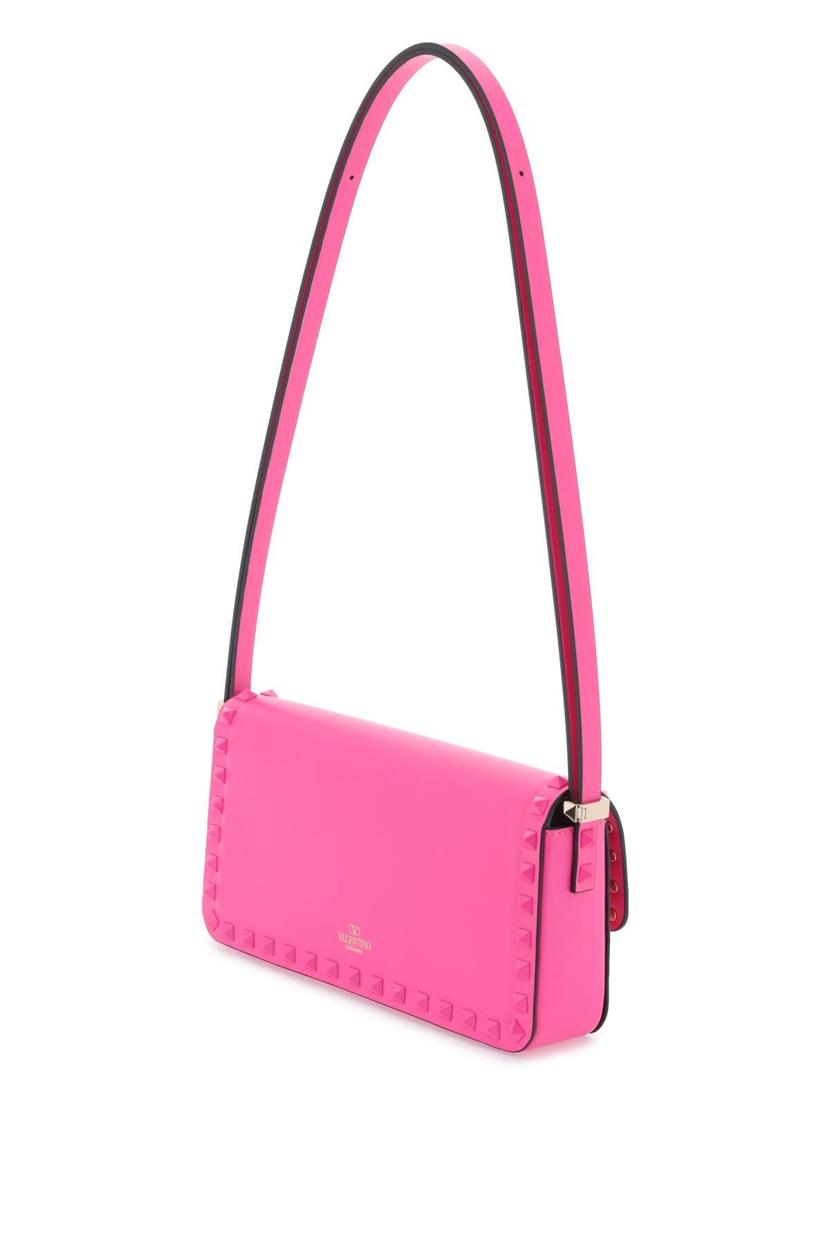 Rockstud23 East-west Leather Shoulder Bag  - Fuchsia