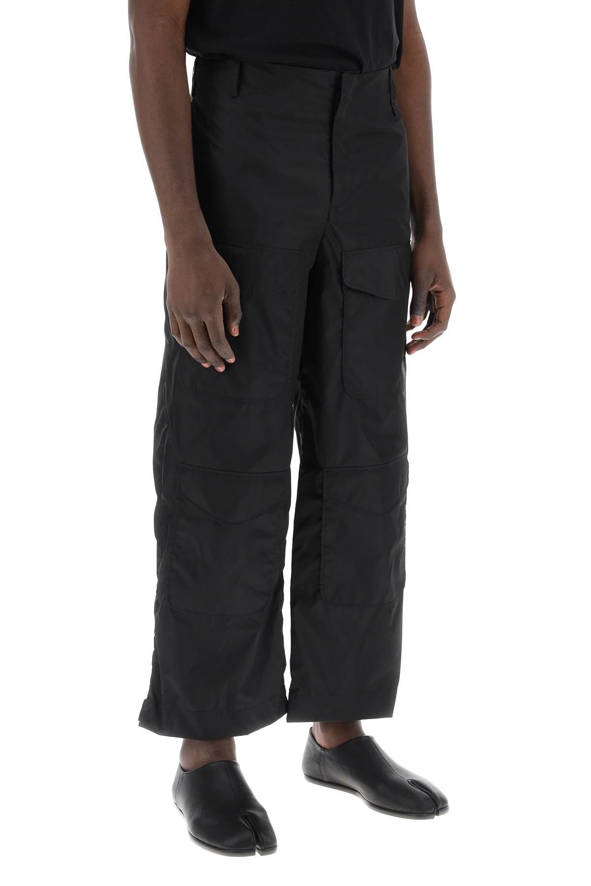 Nylon Cargo Pants For Men  - Black