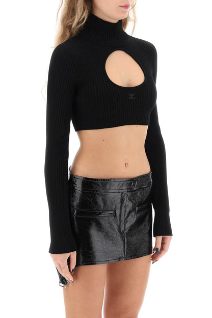 Cut-out Crop Top  - Black