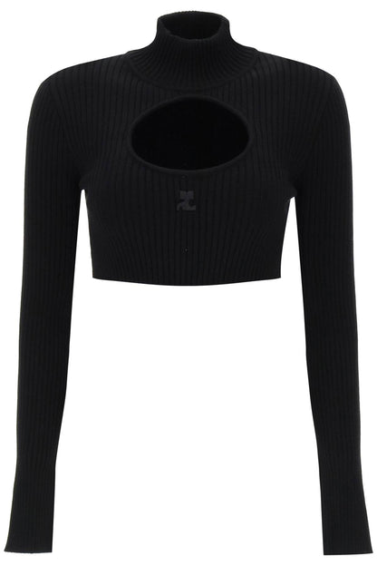 Cut-out Crop Top  - Black