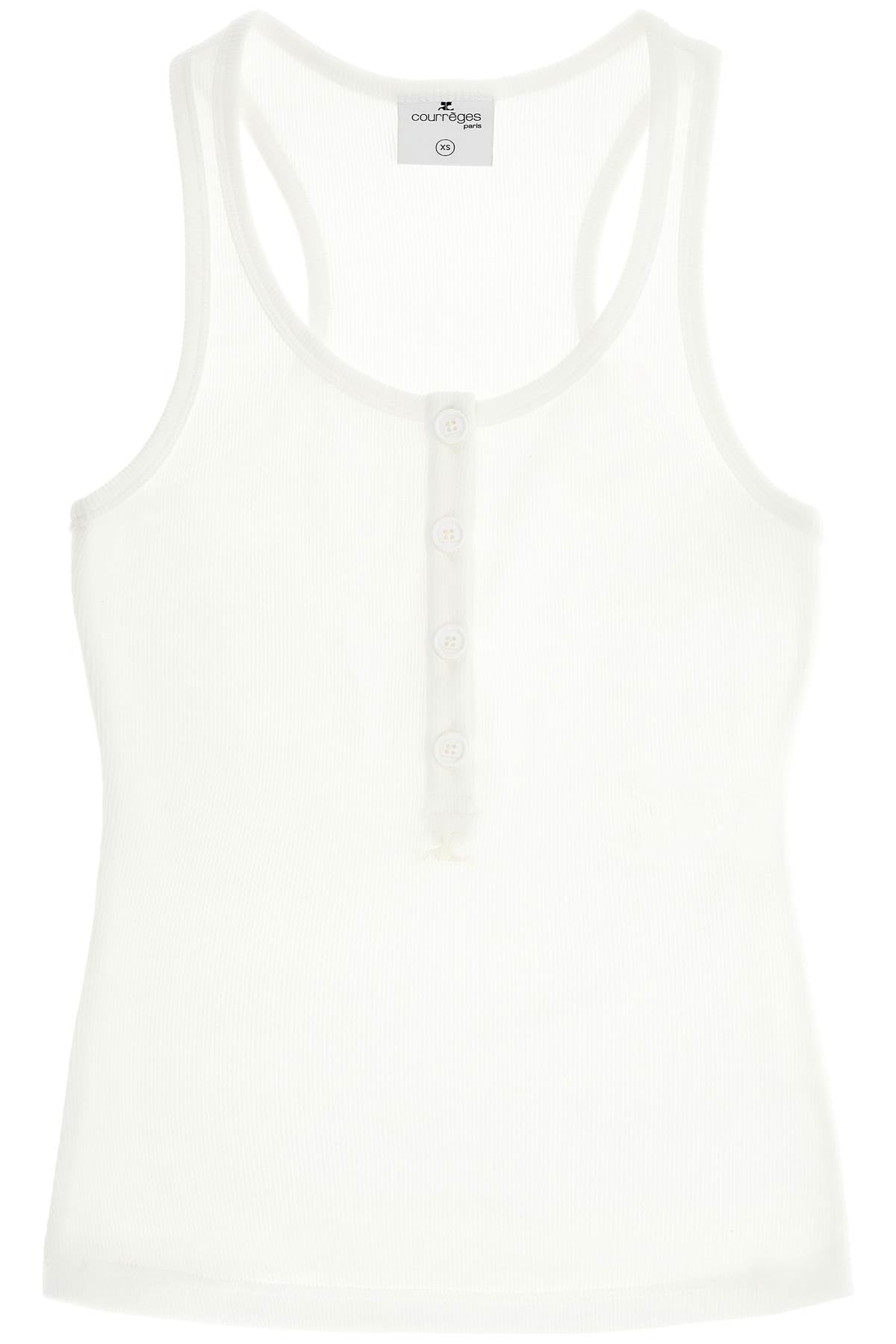 90's Ribbed Tank Top With  - White