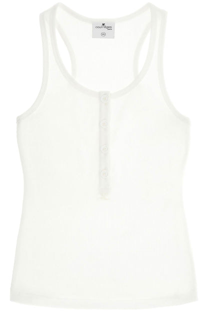 90's Ribbed Tank Top With  - White