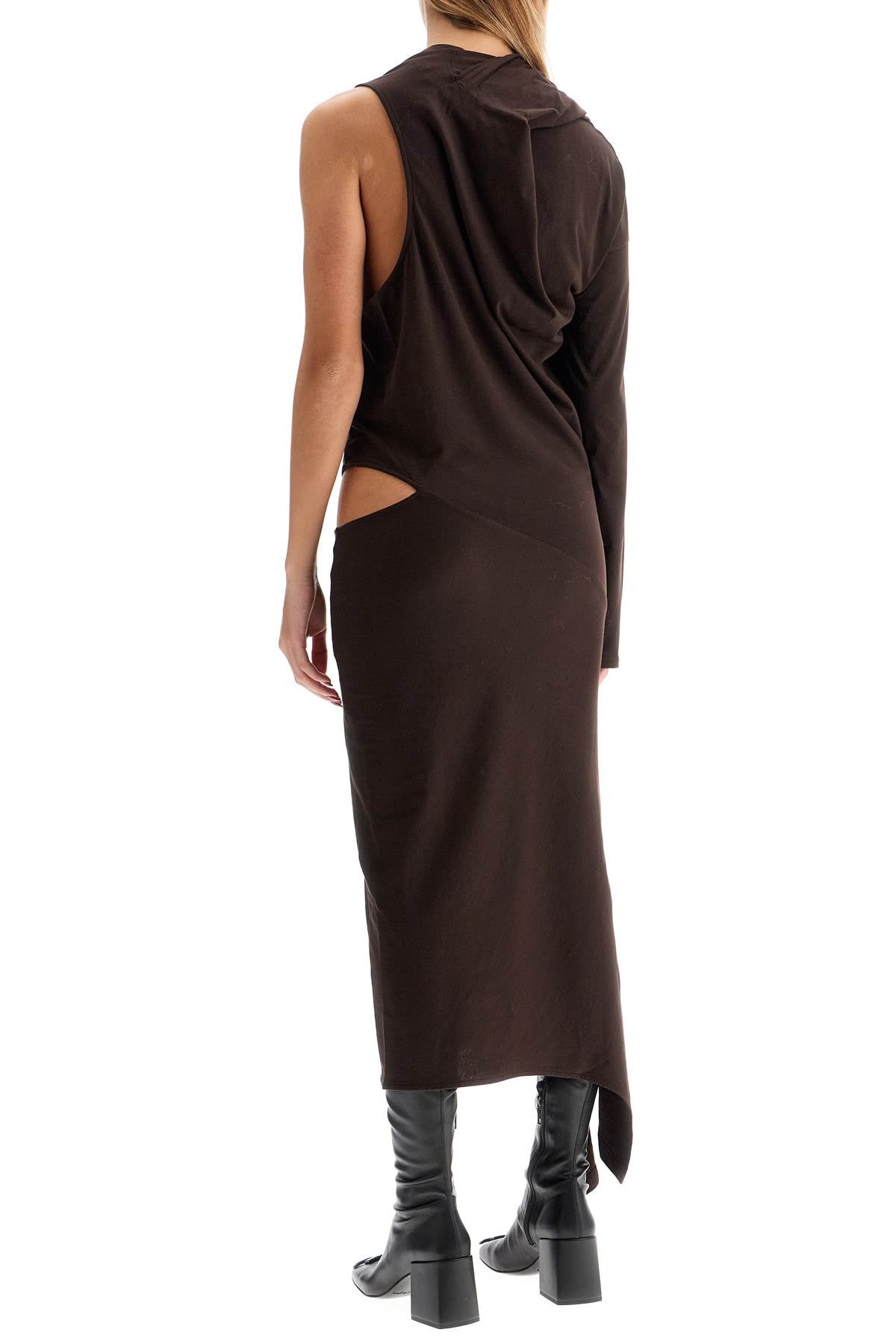 Asymmetric Cotton Jersey Dress In 9  - Brown