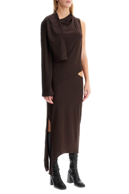 Asymmetric Cotton Jersey Dress In 9  - Brown