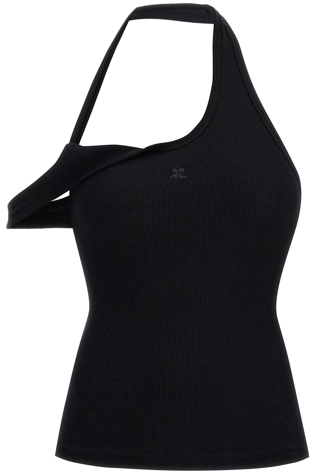 Asymmetric Rib 90's Tank Top  - Black