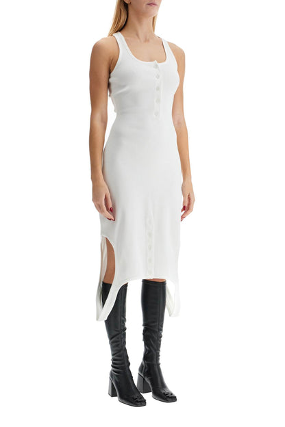 Pleat Dress With Midi Length  - White