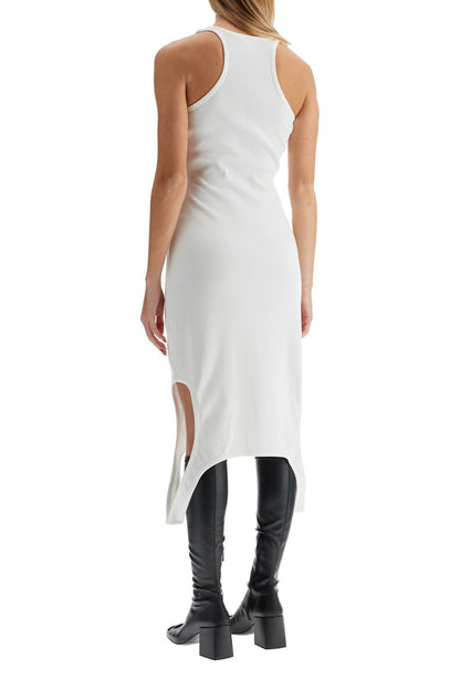 Pleat Dress With Midi Length  - White