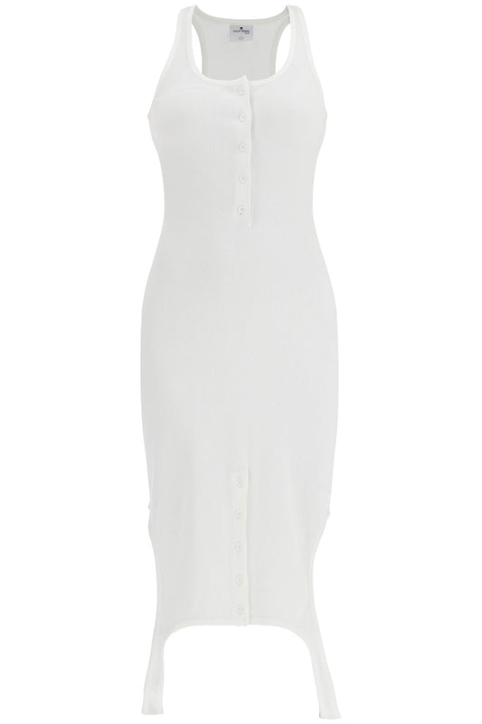 Pleat Dress With Midi Length  - White