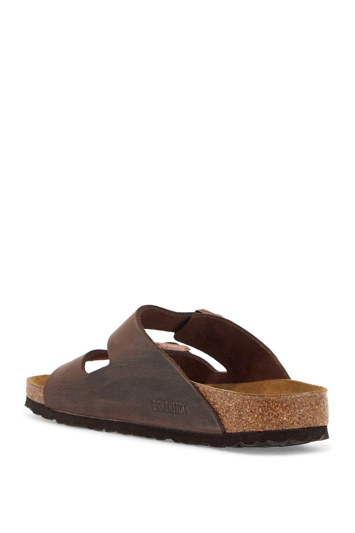 Classic Habana Leather Arizona Slippers With Cork And Rubber Sole  - Brown