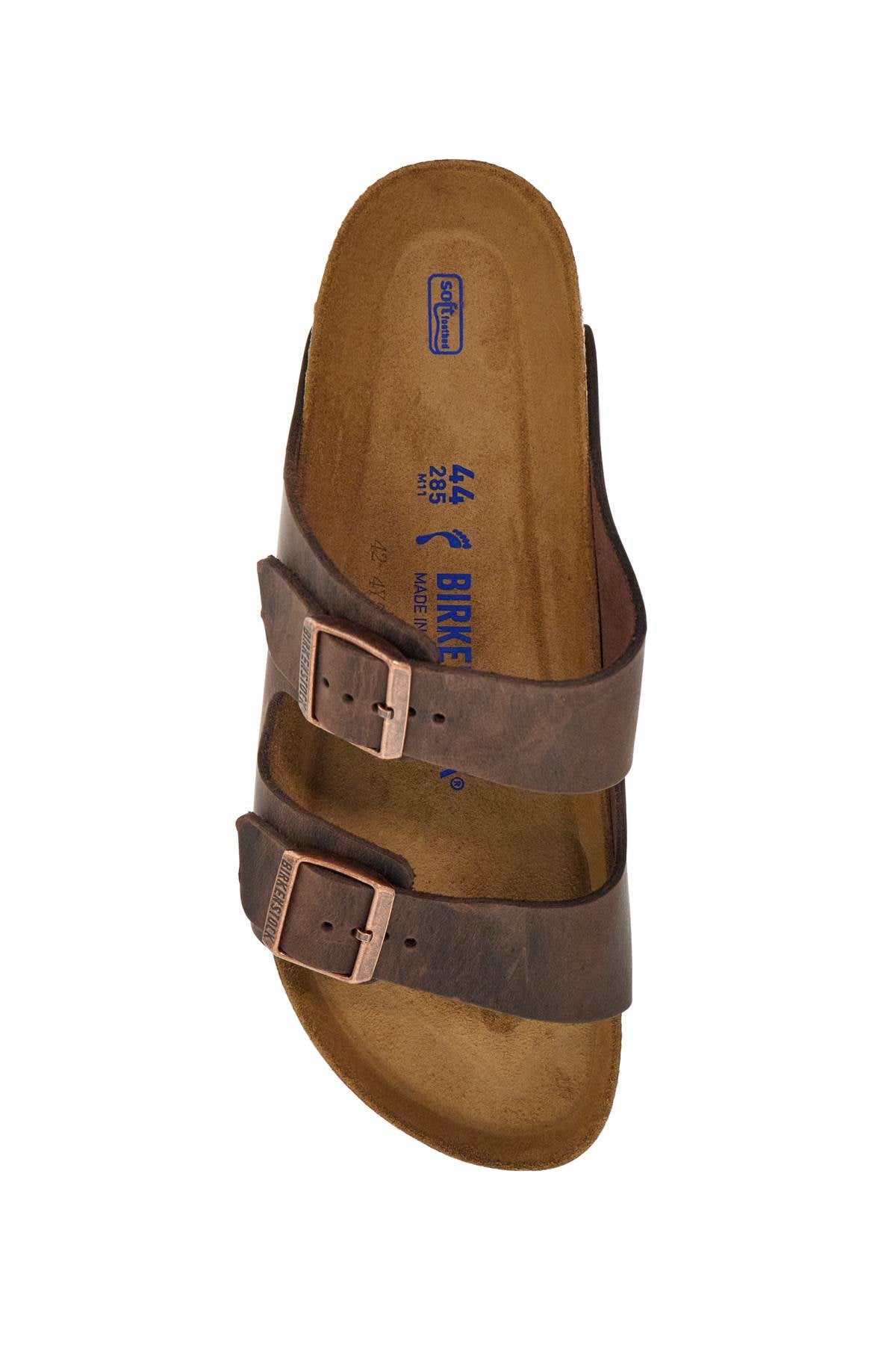 Classic Habana Leather Arizona Slippers With Cork And Rubber Sole  - Brown