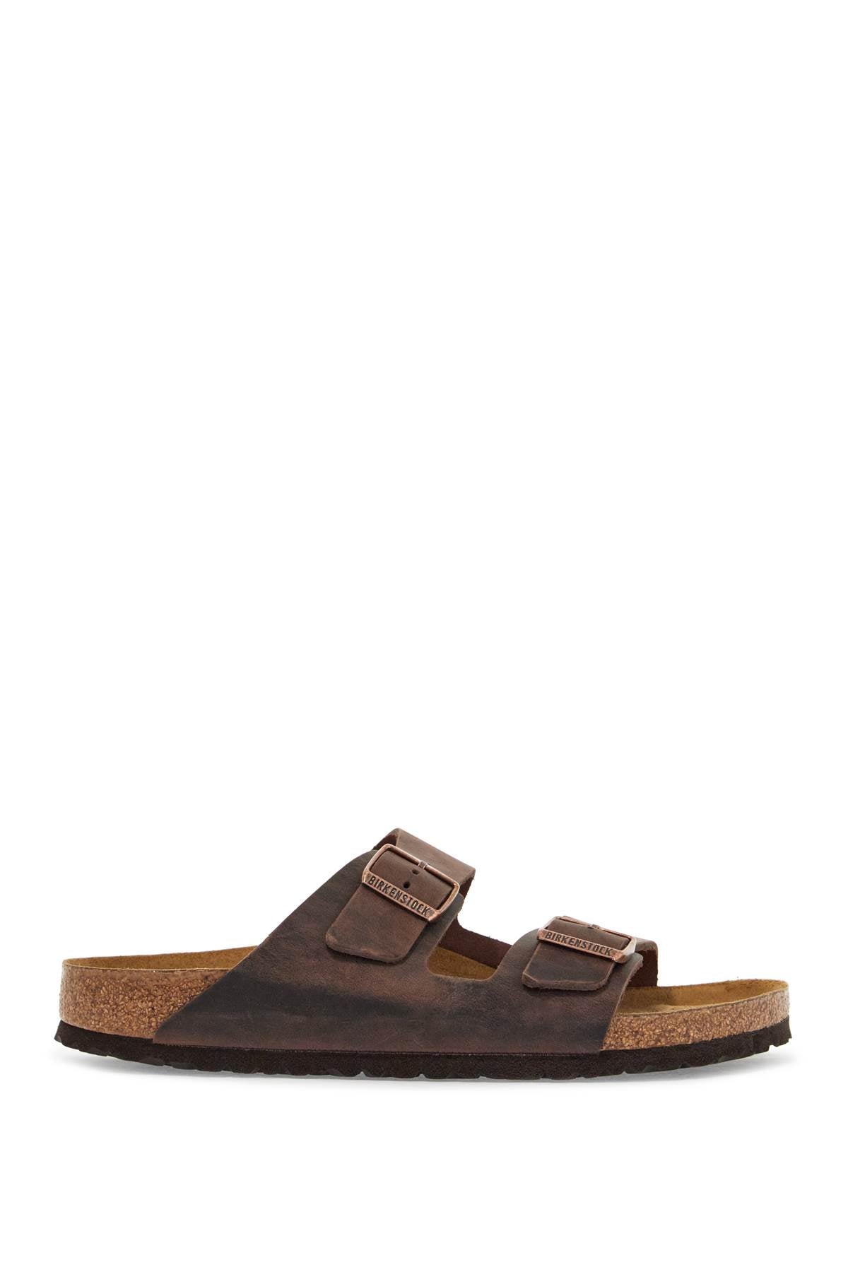 Classic Habana Leather Arizona Slippers With Cork And Rubber Sole  - Brown