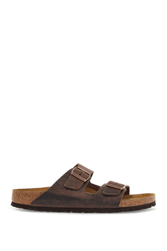 Classic Habana Leather Arizona Slippers With Cork And Rubber Sole  - Brown