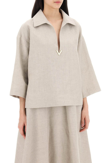 Linen Canvas Tunic Garment For  - Beige