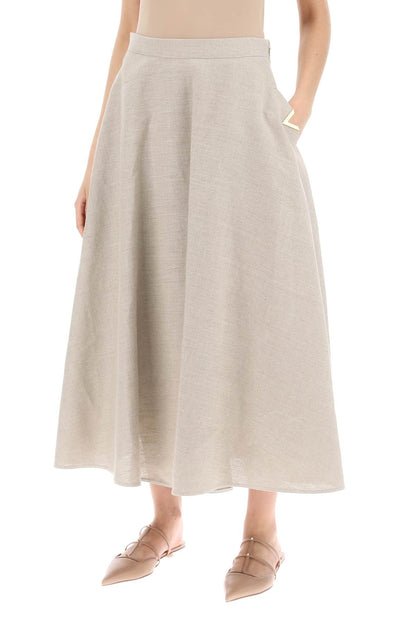 Linen Canvas Skirt For Women  - Neutro