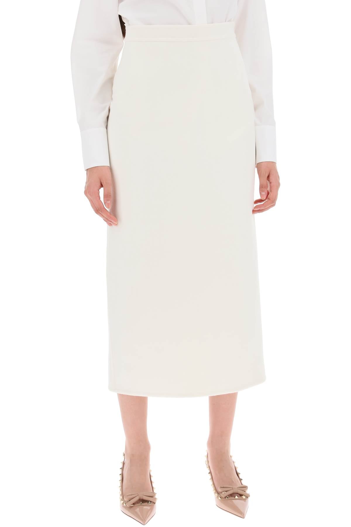 Compact Drap Midi Skirt  - White