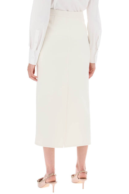 Compact Drap Midi Skirt  - White