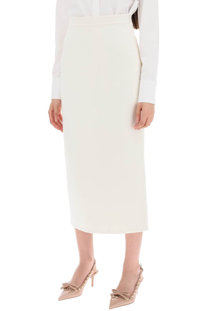 Compact Drap Midi Skirt  - White