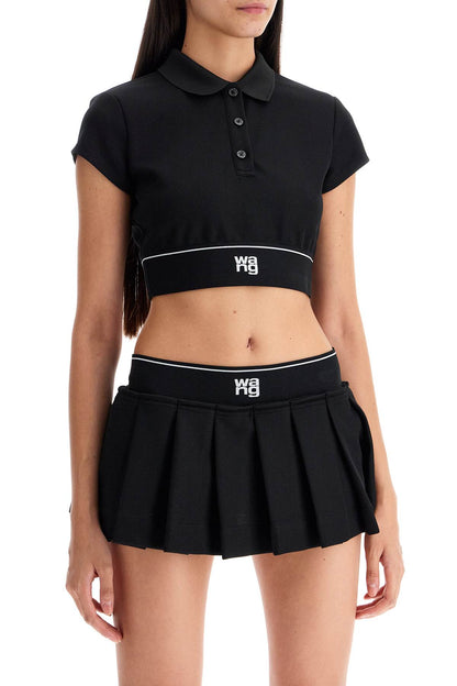 Cheerleader Crop Top Polo  - Black