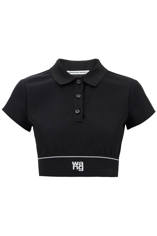 Cheerleader Crop Top Polo  - Black