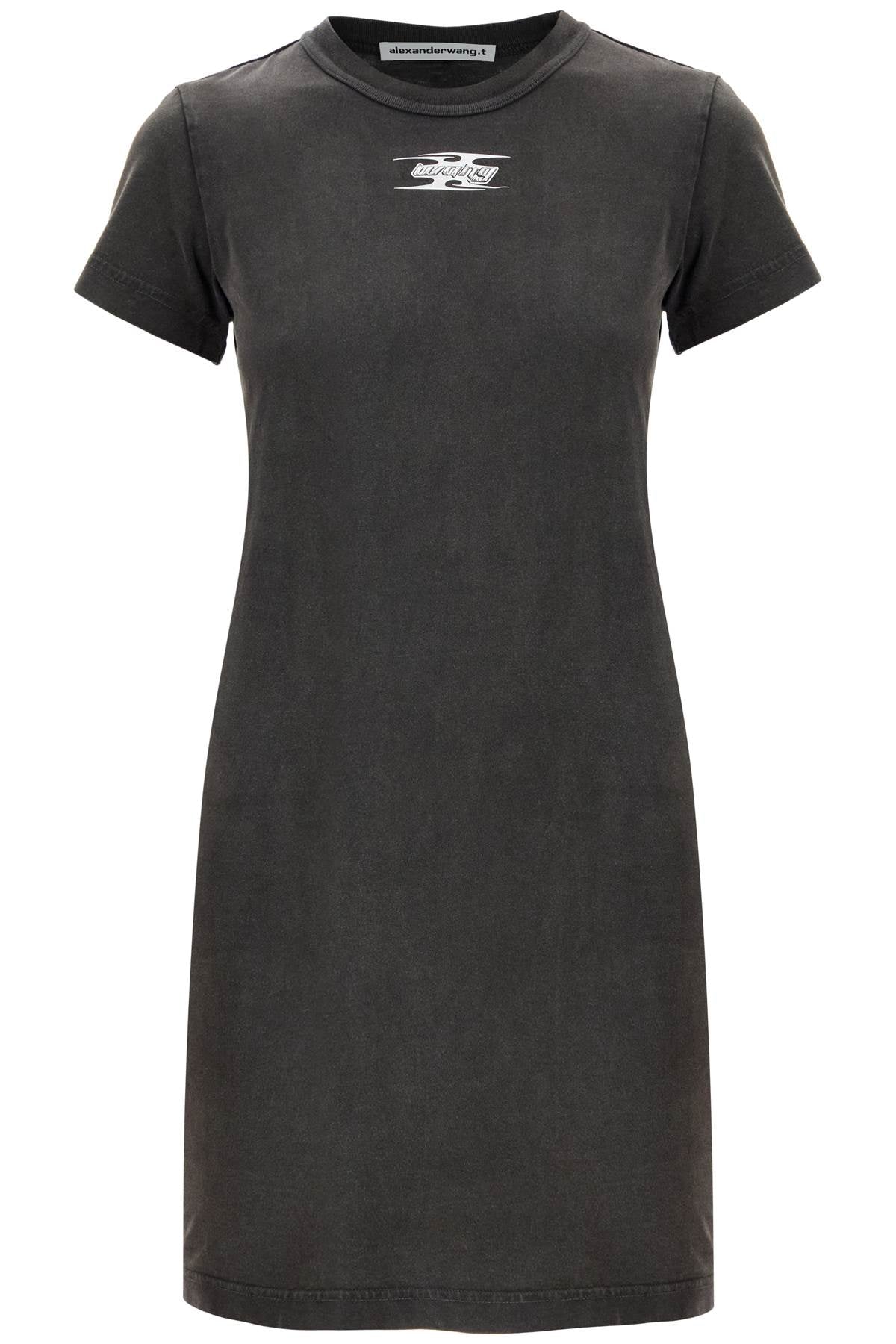 'mini Dress With Embossed Logo  - Grey