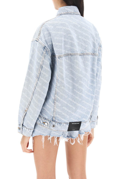 Logo Printed Denim Jacket  - Blue