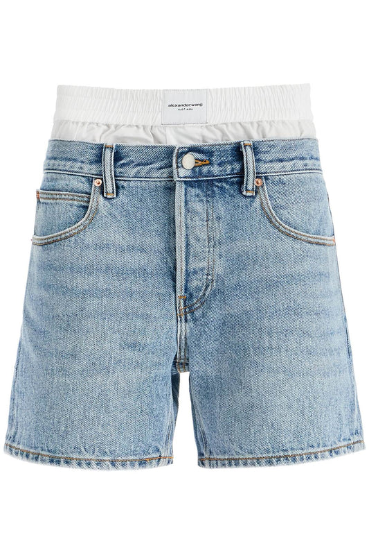 Denim Shorts With Boxer Insert For Added  - Celeste