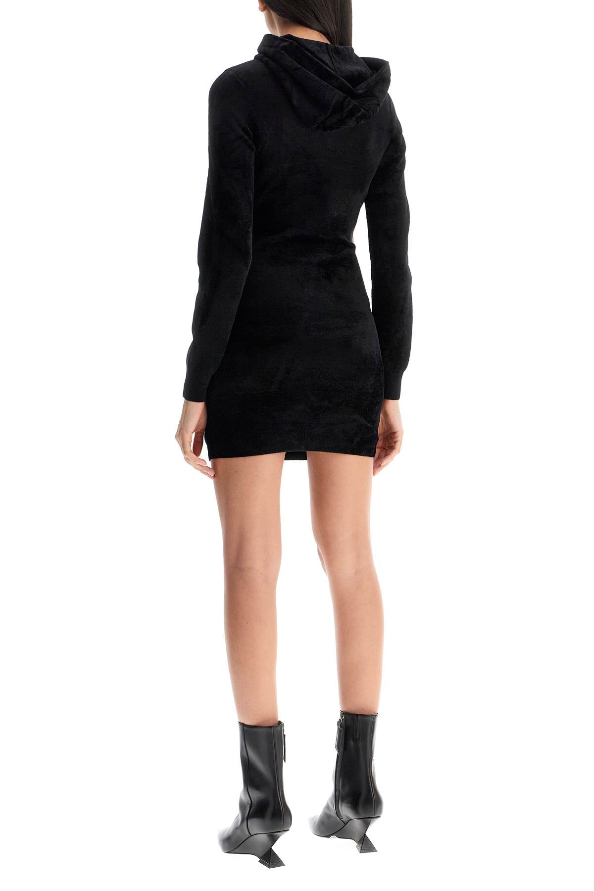 Mini Dress With Hood  - Black