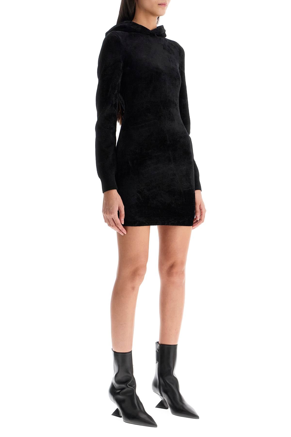 Mini Dress With Hood  - Black