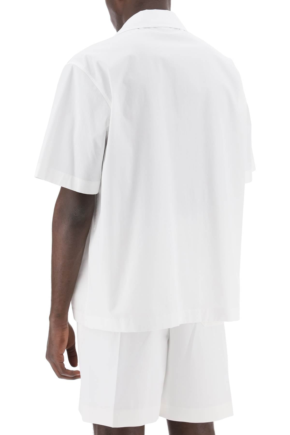 "v Detail Bowling Shirt With V-  - White