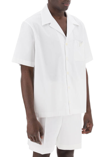 "v Detail Bowling Shirt With V-  - White