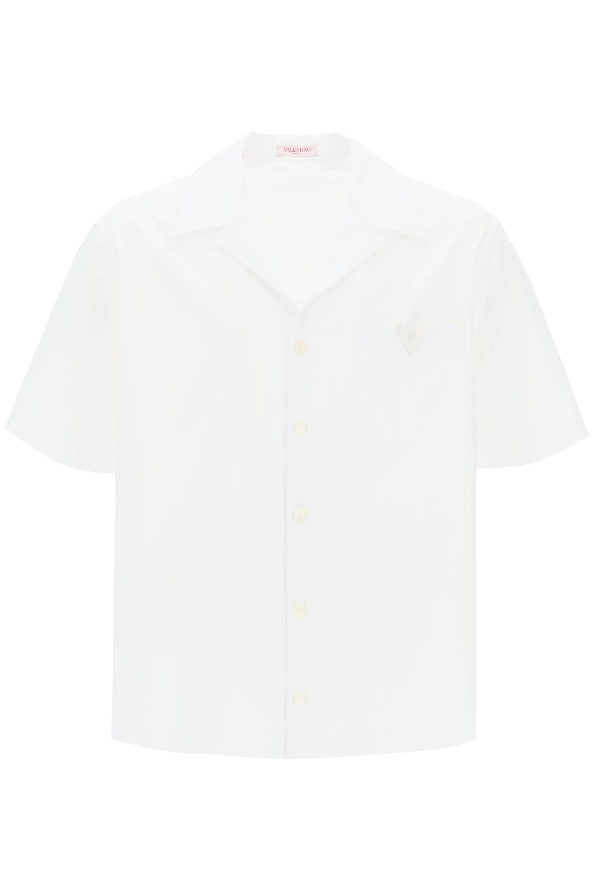 "v Detail Bowling Shirt With V-  - White