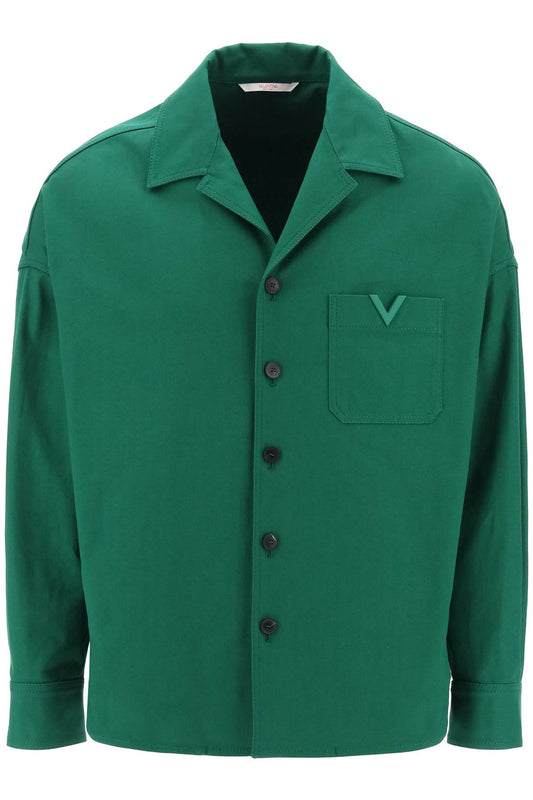 "canvas Overshirt With V Detail  - Green