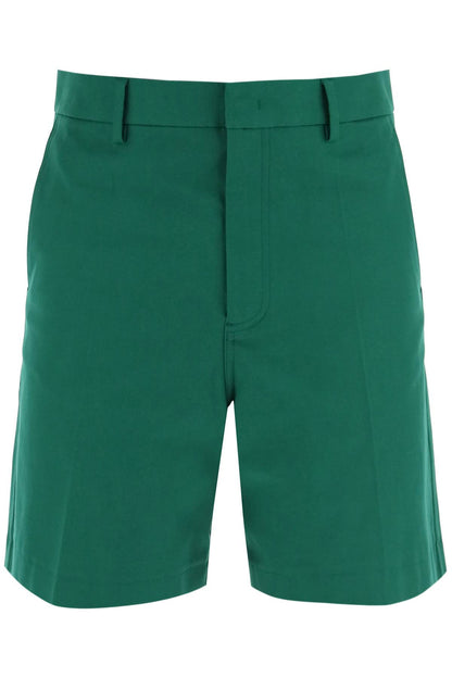 "canvas Bermuda Shorts With V Detail"  - Green