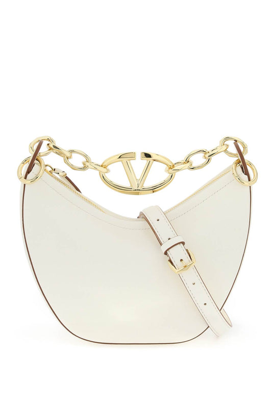 Mini Vlogo Moon Bag In Nappa Leather With Chain  - White