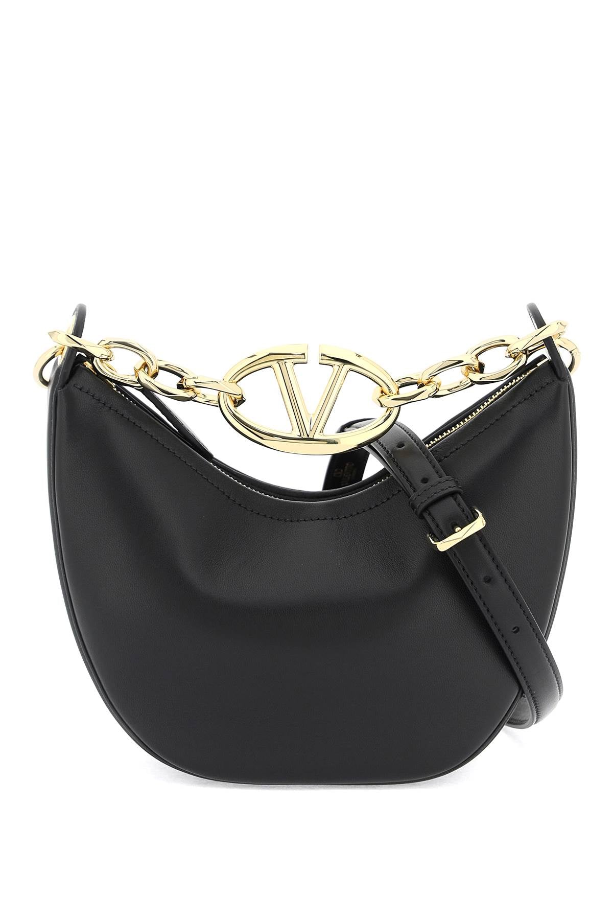 Mini Vlogo Moon Bag In Nappa Leather With Chain  - Black