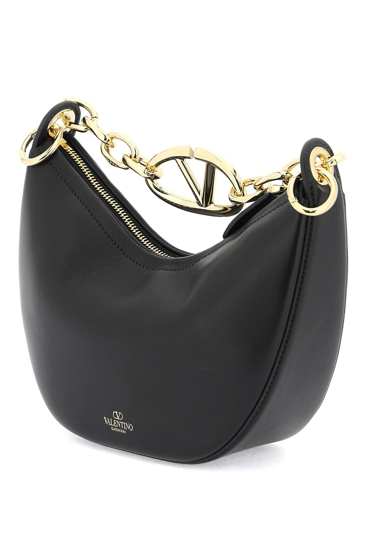 Mini Vlogo Moon Bag In Nappa Leather With Chain  - Black