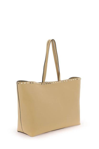 Large Rockstud Tote Bag  - Beige