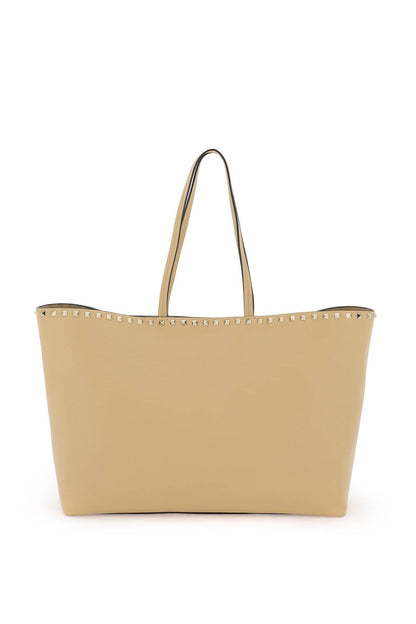 Large Rockstud Tote Bag  - Beige