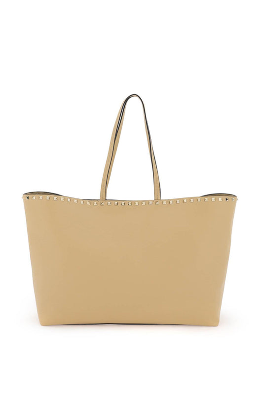 Large Rockstud Tote Bag  - Beige