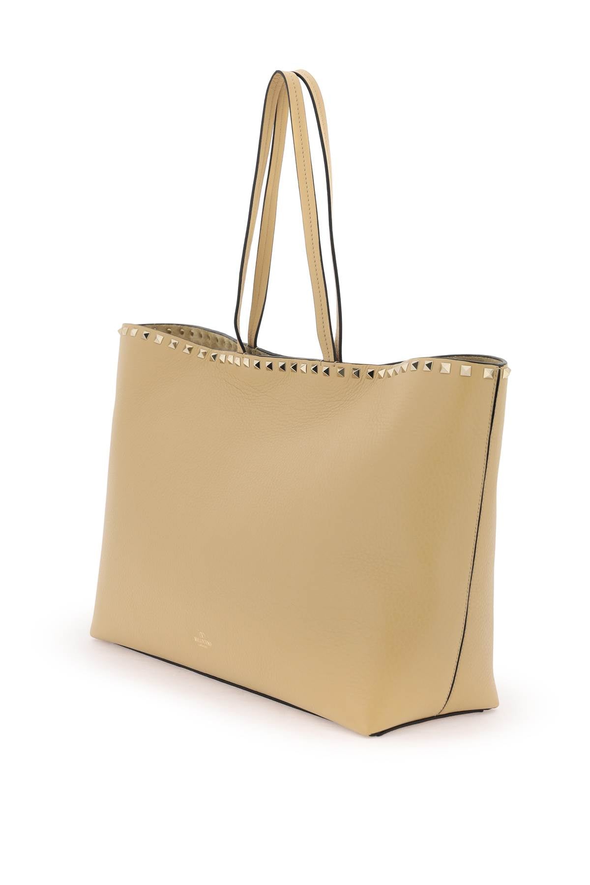 Large Rockstud Tote Bag  - Beige