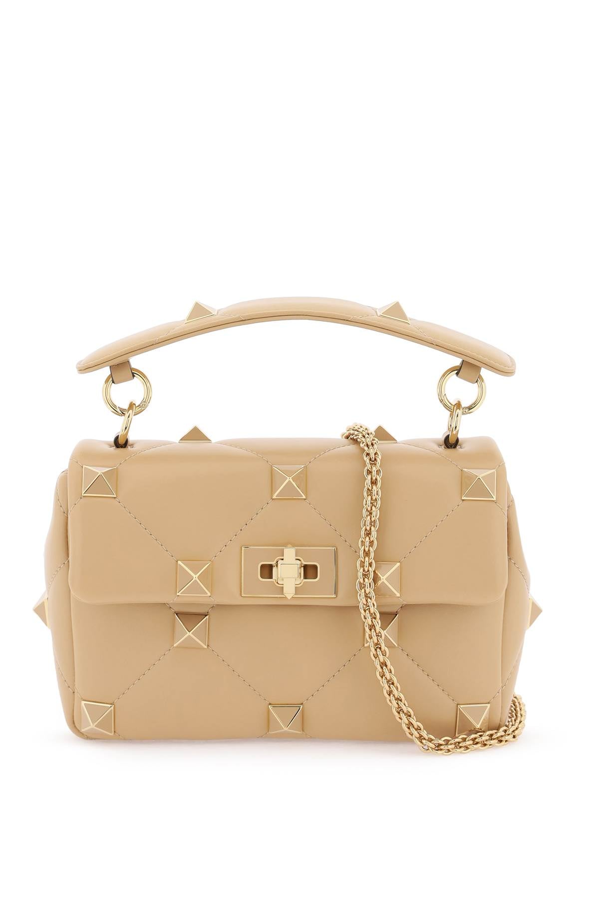 Roman Stud The Shoulder Bag Medium  - Beige