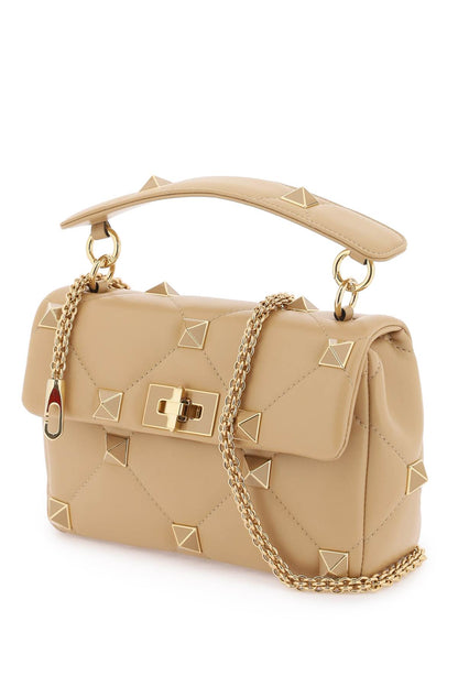 Roman Stud The Shoulder Bag Medium  - Beige